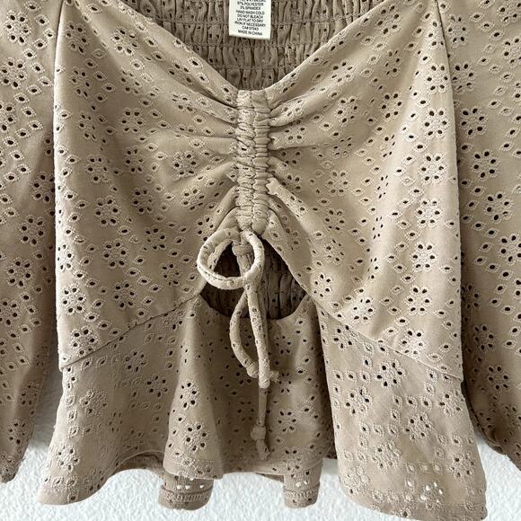 Urban Romantics Eyelet Cropped Top - Small - Cottagecore Y2K Milkmaid Coquette - Picture 2 of 7